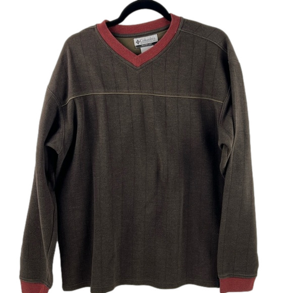 Columbia Sportswear Men's brown long sleeve v-neck sweater - Picture 1 of 6